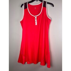 TAIL Women's Neon Coral Tennis Golf Dress Athletic Sleeveless Scoop Neck Sz M